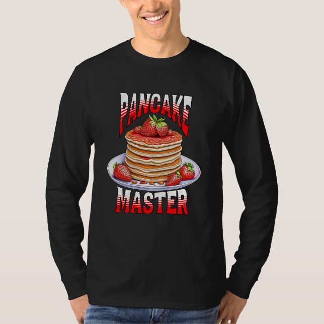 Cute Strawberry Pancakes Foodie T-Shirt (Front)
