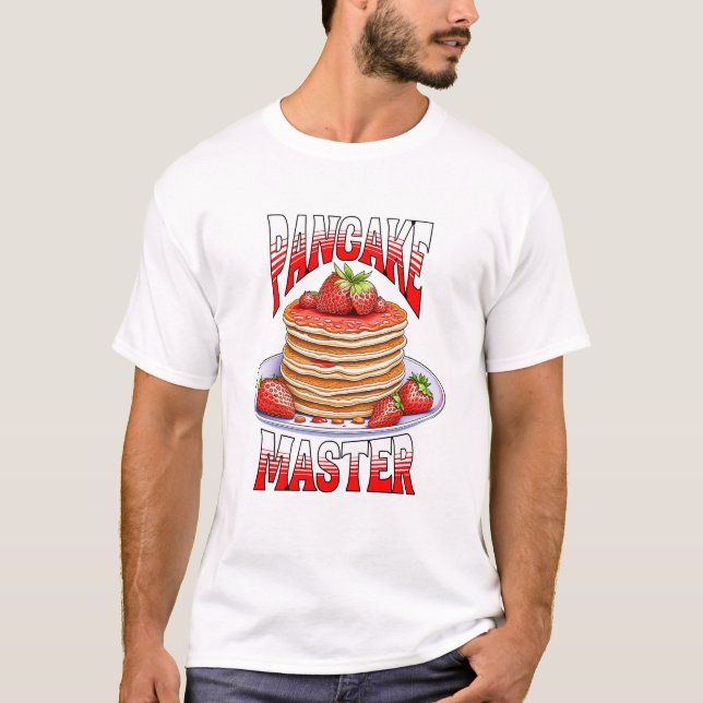 Cute Strawberry Pancakes Foodie T-Shirt (Front)