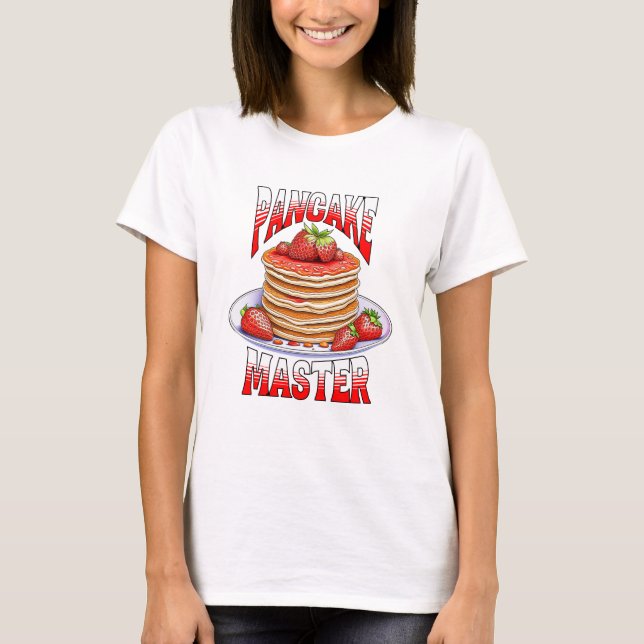 Cute Strawberry Pancakes Foodie T-Shirt (Front)