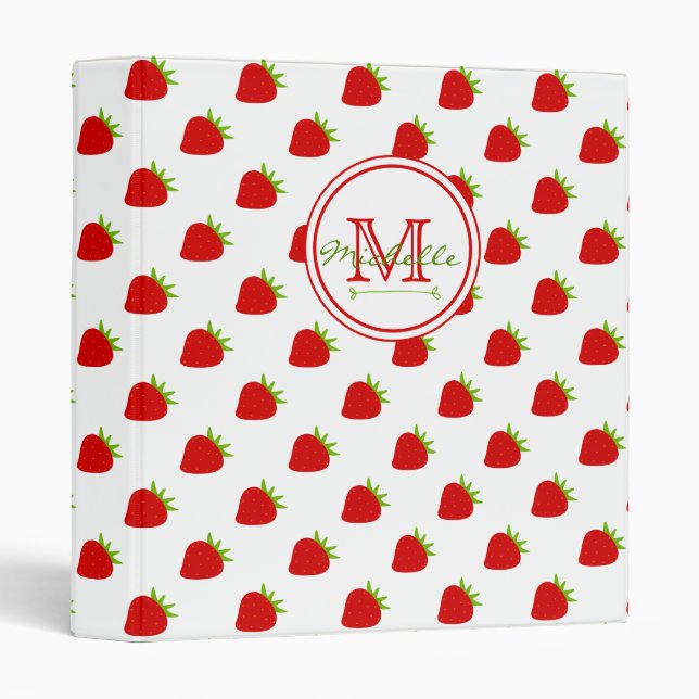 Cute Strawberry Pattern 3 Ring Binder (Front/Spine)