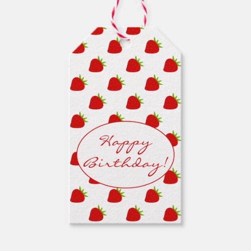 Cute Strawberry Pattern Birthday Gift Tags