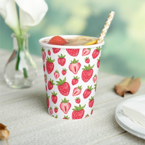 Cute Strawberry Pattern Birthday Paper Cups