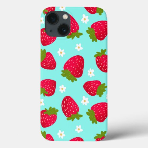 Cute Strawberry Pattern iPhone 13 Case