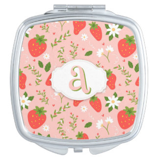 Cute Strawberry Pattern Compact Mirror