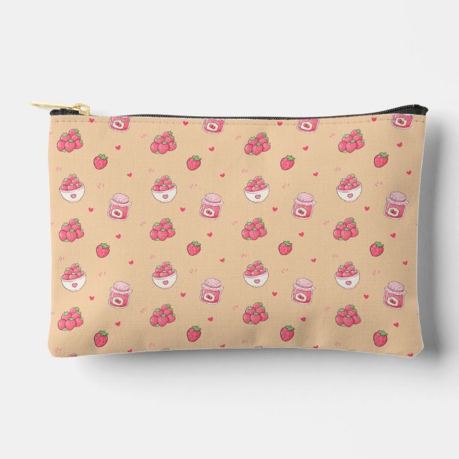 Cute Strawberry Pattern Cosmetic Bag (Front)