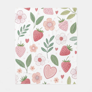 Cute Strawberry Pattern Fleece Blanket