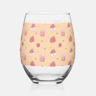 Cute Strawberry Pattern Glass Tumbler