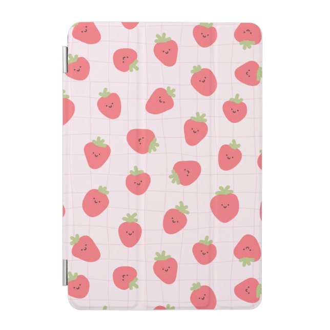 Cute Strawberry Pattern – Kawaii Strawberry iPad Mini Cover (Front)