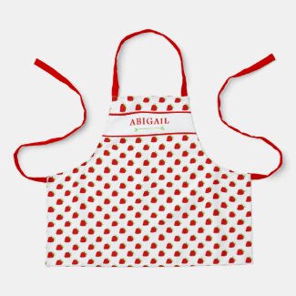 Cute Strawberry Pattern Kids Apron