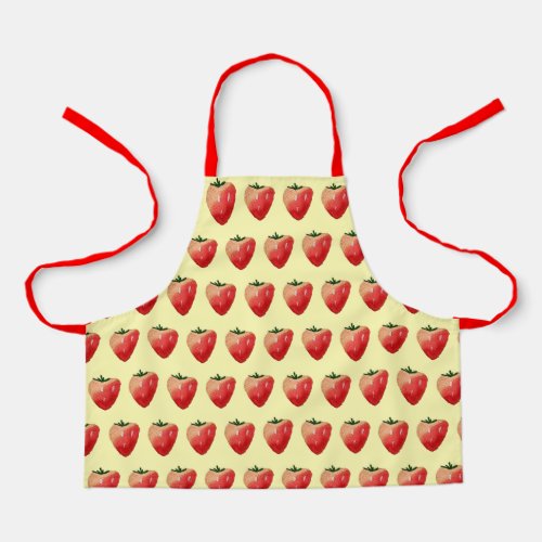 Cute strawberry pattern kids apron