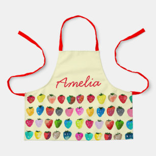 Cute strawberry pattern kids apron