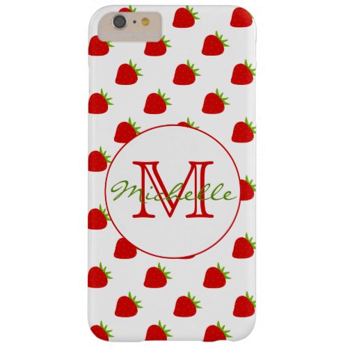 Cute Strawberry Pattern  Monogram Barely There iPhone 6 Plus Case