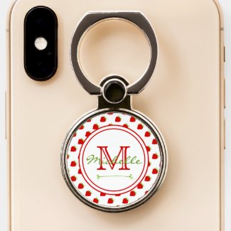 Cute Strawberry Pattern - Monogrammed Phone Ring Stand