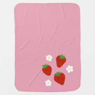 Cute Strawberry Pattern on Pink Background Baby Blanket