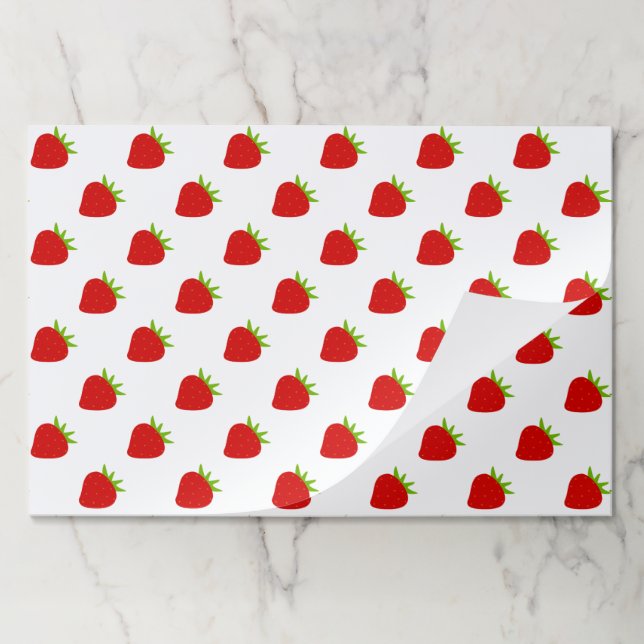 Cute Strawberry Pattern Paper Placemats  (Folded)