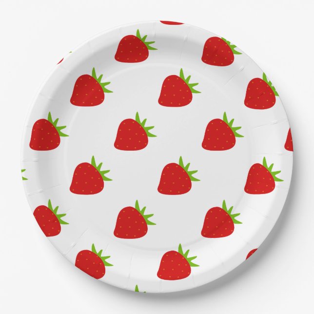 Cute Strawberry Pattern Paper Plates (Front)