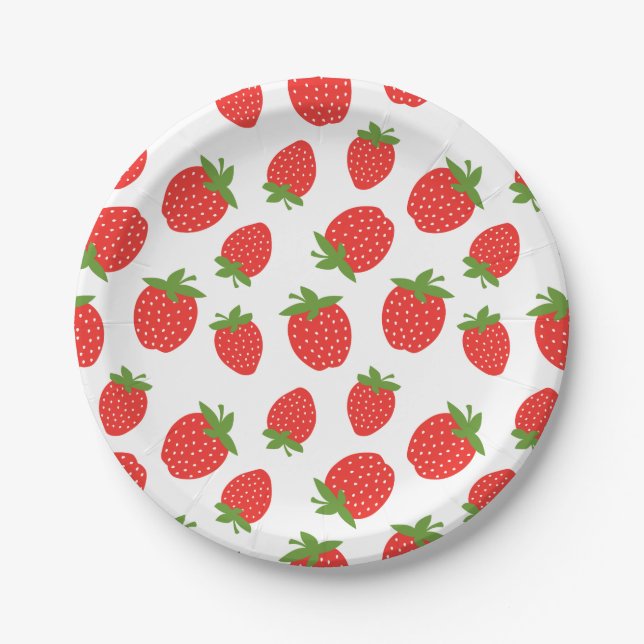 Cute Strawberry Pattern Paper Plates (Front)