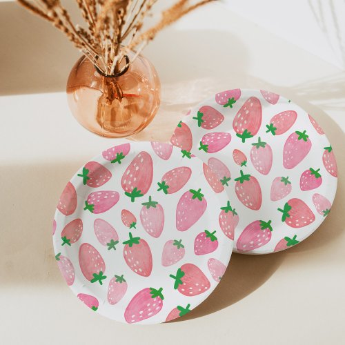 Cute Strawberry Pattern Paper Plates