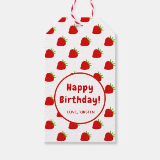 Cute Strawberry Pattern Personalized Birthday Gift Tags