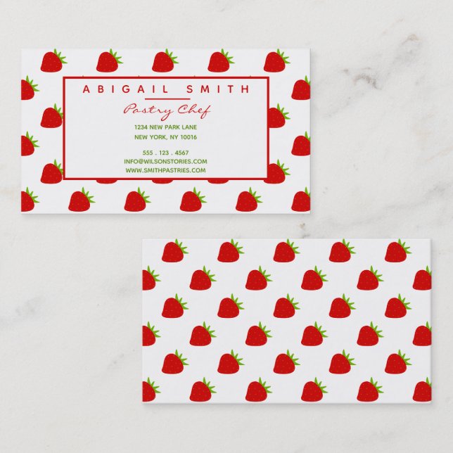 Cute Strawberry Pattern Personalized Business Card (Front/Back)