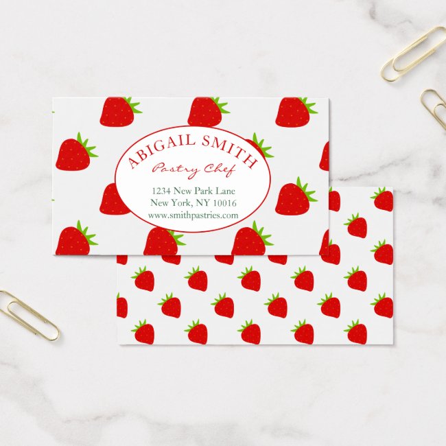 Cute Strawberry Pattern Personalized Business Card