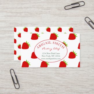 Cute Strawberry Pattern Personalized Business Card
