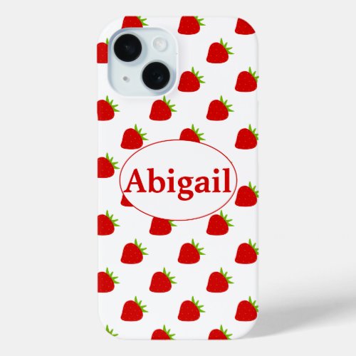 Cute Strawberry Pattern  Personalized iPhone 15 Case