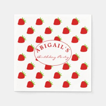 Cute Strawberry Pattern Personalized Napkin