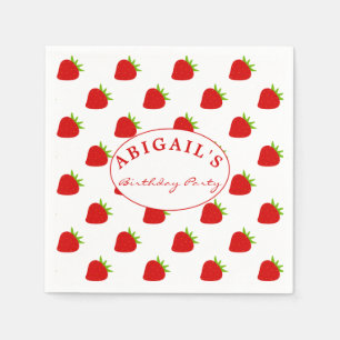 Cute Strawberry Pattern Personalized Napkins
