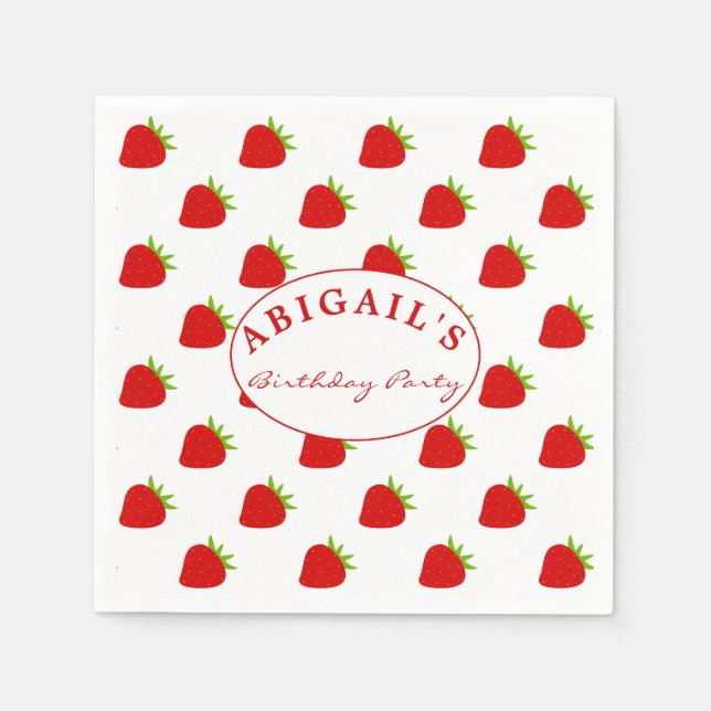 Cute Strawberry Pattern Personalized  Napkins (Front)