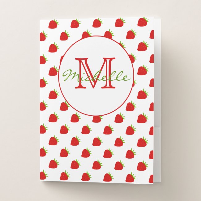 Cute Strawberry Pattern Personalized Pocket Folder