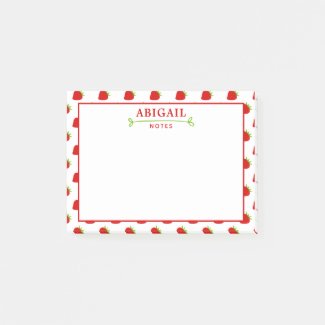 Cute Strawberry Pattern Personalized Post-it Notes