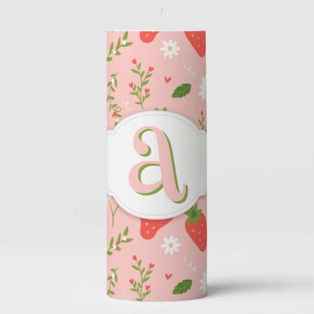 Cute Strawberry Pattern Pillar Candle (Front)
