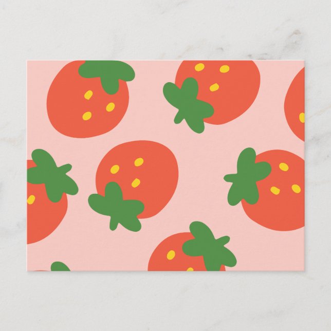 Cute strawberry pattern postcard (Front)
