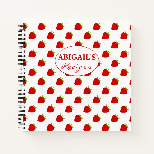 Cute Strawberry Pattern Recipe Notebook