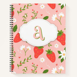 Cute Strawberry Pattern Spiral Notebook