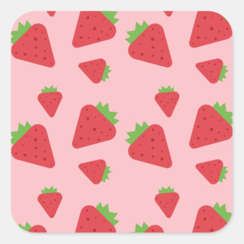 Cute Strawberry Pattern  Square Sticker