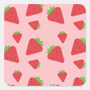 Cute Strawberry Pattern Square Sticker
