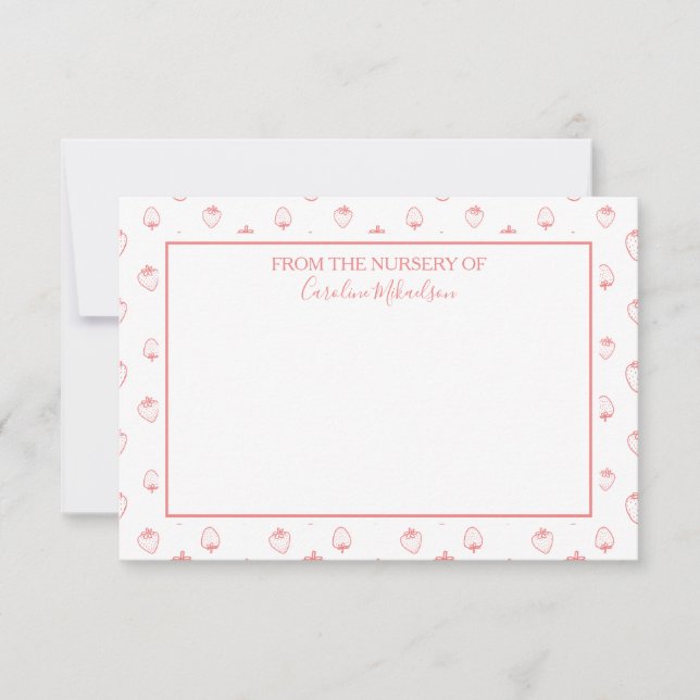 Cute Strawberry Pattern Thank You Card (Front)