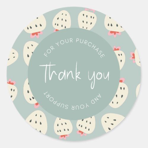 Cute Strawberry Pattern Thank You Packaging Classic Round Sticker