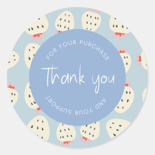 Cute Strawberry Pattern Thank You Packaging Classic Round Sticker