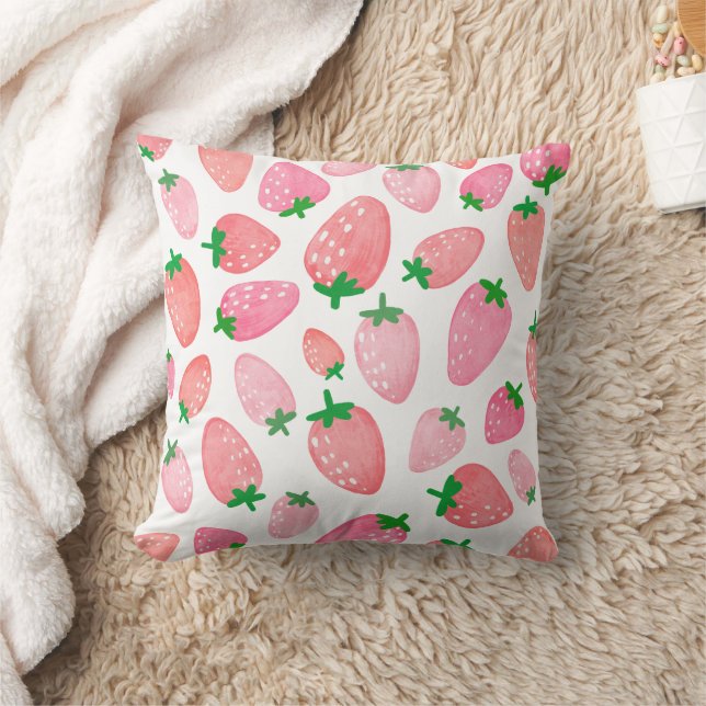 Cute Strawberry Pattern Throw Pillow (Blanket)