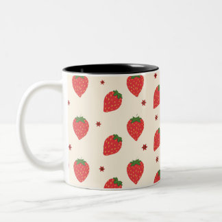 Cute Strawberry Pattern Two-Tone Coffee Mug