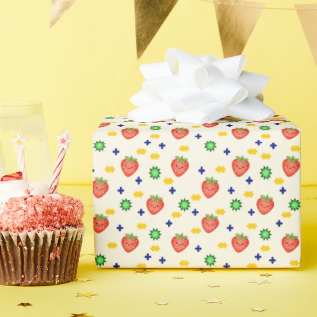 Cute Strawberry Pattern Wrapping Paper (Birthday Party)