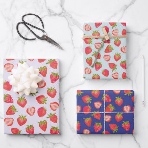 Cute Strawberry Pattern Wrapping Paper Sheets