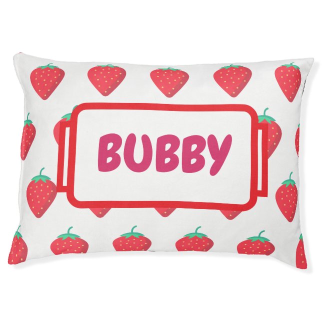 Cute Strawberry Pet Lover Aesthetic Pattern Bed (Front)
