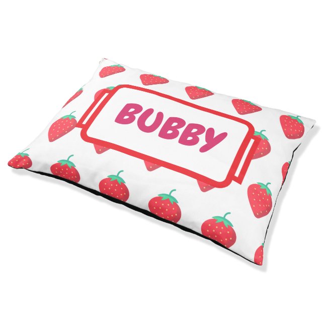 Cute Strawberry Pet Lover Aesthetic Pattern Bed (Angled)