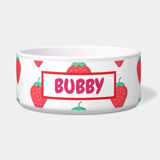 Cute Strawberry Pet Lover Aesthetic Pattern Bowl (Front)