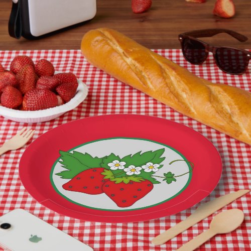 Cute strawberry picking pie making party paper plates