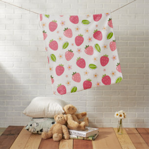 Cute Strawberry Pink Girls Baby Shower Baby Blanket
